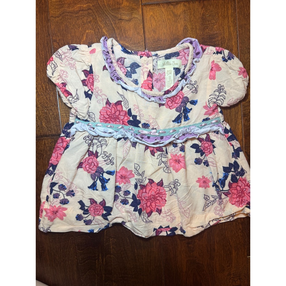 Matilda Jane Baby Girls Floral Ruffle Tunic Top Peach Pink 18-24 Months